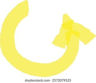 Reload arrow making almost a full circle with yellow paintbrush stroke effect pointing to the right, representing an update or refresh process