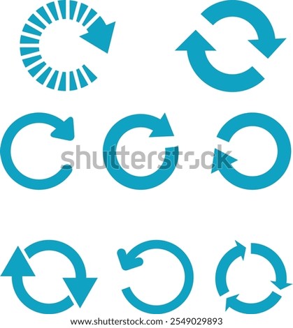 Reload arrow set. Reload circle arrows collection. Rotation arrow icon vector.