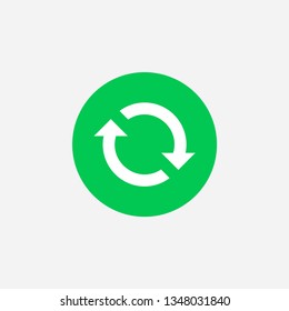 Reload arrow sign flat round icon for web or mobile app UI design. Rotate arrow icon. Repeat arrow flat icon illustration.