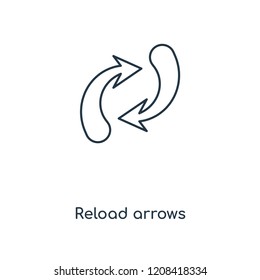 Reload arrows concept line icon. Linear Reload arrows concept outline symbol design. This simple element illustration can be used for web and mobile UI/UX.