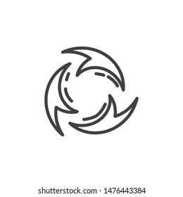 Reload arrows line icon. linear style sign for mobile concept and web design. Three circular arrows outline vector icon. Symbol, logo illustration. Vector graphics