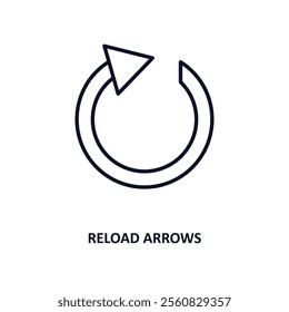reload arrows outline icon.  Thin line icon from ecology collection. Editable vector isolated on white background