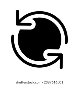 Reload black glyph ui icon. Translation in process. Waiting for synchronization. User interface design. Silhouette symbol on white space. Solid pictogram for web, mobile. Isolated vector illustration
