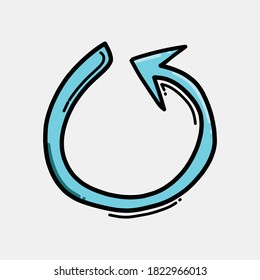 volver a cargar el icono del vector de color. Línea dibujada a mano en la ilustración del esbozo de dibujo.