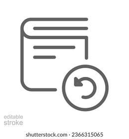 Reload document line icon. Refresh and transfer data. Update, Synchronize or backup directory folder. Restore symbol, reset file. Editable stroke Vector illustration. Design on white background EPS 10