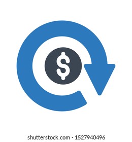 reload dollar glyph colour vector icon