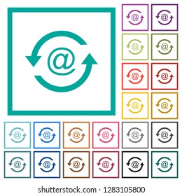 Reload emails flat color icons with quadrant frames on white background