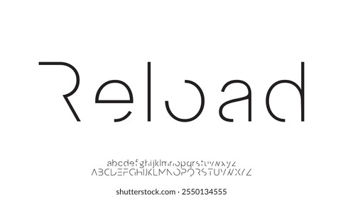 Reload, Futuristic modern techno sci fi bold display stencil font, abstract geometric clean monospaced letter set

