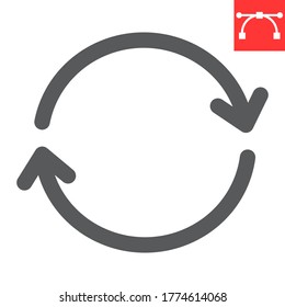 Reload glyph icon, ui and button, refresh sign vector graphics, editable stroke solid icon, eps 10