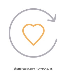 reload heart colour line vector icon