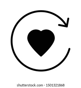 reload heart glyph flat vector icon