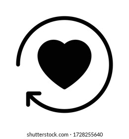 recargar el icono plano de glifo vector de corazón 