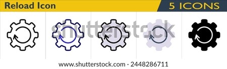 Reload icon with 5 styles (outline, color outline, color lineal, color and solid)