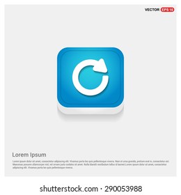 reload icon - abstract logo type icon - blue abstract 3d button with light board and shadow on gray background. Vector illustration