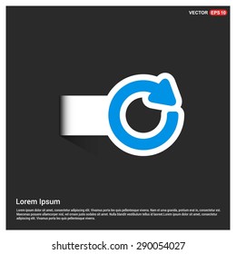 reload icon - abstract logo type icon - abstract Blue button on white sticker shadow background. Vector illustration