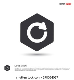 reload icon - abstract logo type icon - hexagon black background. Vector illustration