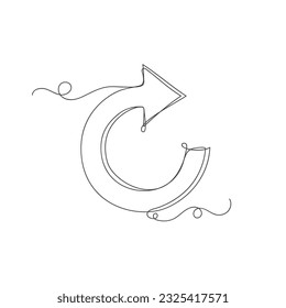 Reload icon arrow in circle continuous one line art decoration vector illustration symbol on white background.