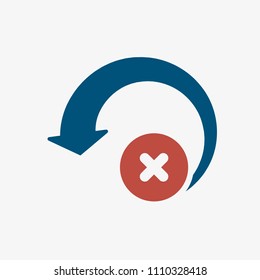 Reload icon, arrows icon with cancel sign. Reload icon and close, delete, remove symbol. Vector illustration
