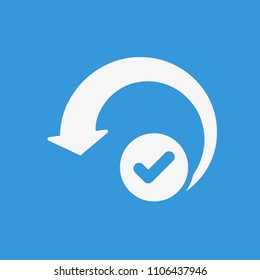 Reload icon, arrows icon with check sign. Reload icon and approved, confirm, done, tick, completed symbol. Vector illustration