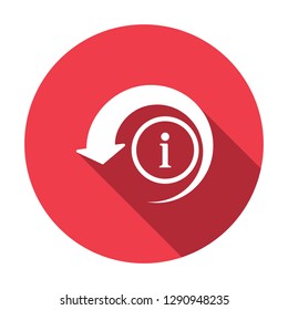 Reload icon, arrows icon with information sign. Reload icon and about, faq, help, hint symbol. Vector illustration