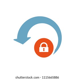 Reload icon, arrows icon with padlock sign. Reload icon and security, protection, privacy symbol. Vector illustration