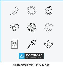 Reload icon. collection of 9 reload outline icons such as gear rotate, arrow, cloud sync. editable reload icons for web and mobile.