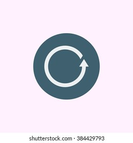 Reload icon, on blue circle background, white outline
