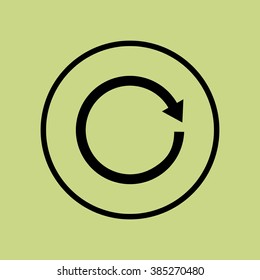 Reload icon, on green background, circle border, dark outline
