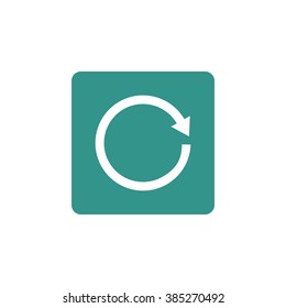 Reload icon, on green rectangle background, white outline