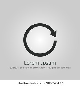 Reload icon, on grey background, dark outline, example text
