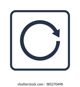 Reload icon, on white background, rounded rectangle border, blue outline