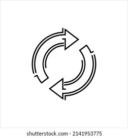 Icono de recarga, Icono de actualización, Icono de restablecimiento, Ilustración de arte de vectores de flecha inversa doble