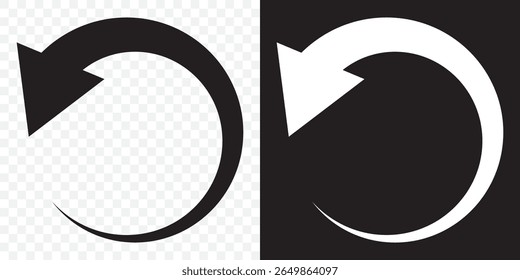 Reload icon. Repeat symbol. Reset signs. Refresh symbols. 2 arrow icons. Black color. Vector isolated sign on Transparent Background. EPS 10.