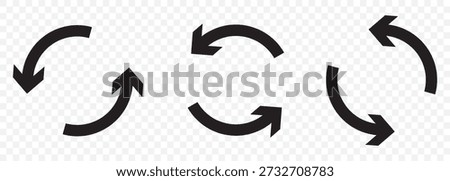 Reload icon. Repeat symbol. Reset signs. Refresh symbols. 1 arrow icons. Black color. Vector isolated sign On Transparent Background. EPS 10.