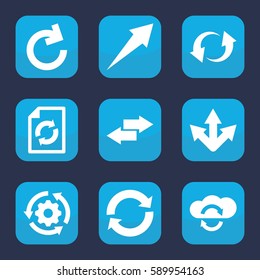 reload icon. Set of 9 reload filled icons such as reload, update, arrow, gear rotate