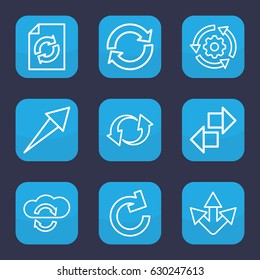 Reload icon. set of 9 outline reload icons such as reload, update, gear rotate, arrow