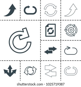 Reload icons. set of 13 editable filled and outline reload icons such as arrow, gear rotate