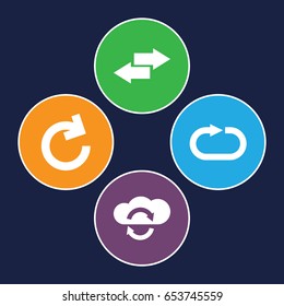 Reload icons set. set of 4 reload filled icons such as arrow