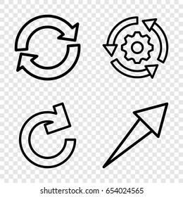 Reload icons set. set of 4 reload outline icons such as gear rotate, arrow