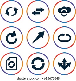 Reload icons set. set of 9 reload filled icons such as update, arrow