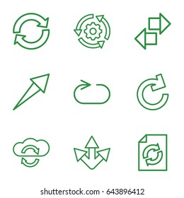 Reload icons set. set of 9 reload outline icons such as gear rotate, arrow