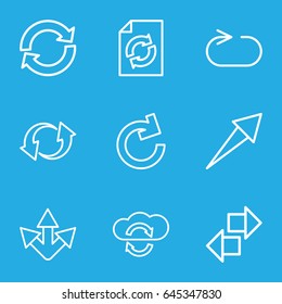 Reload icons set. set of 9 reload outline icons such as update, arrow