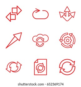Reload icons set. set of 9 reload outline icons such as update, gear rotate, arrow