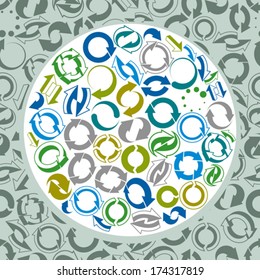 Reload icons vector set, loop arrows, refresh, vector web theme simplistic symbols vector collections, includes pattern in background.