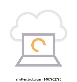 reload laptop colour line vector icon