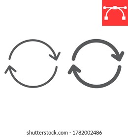 Reload line and glyph icon, ui and button, refresh sign vector graphics, editable stroke linear icon, eps 10