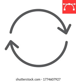 Volver a cargar icono de línea, ui y botón, actualizar gráficos vectoriales de signo, icono lineal de trazo editable, eps 10