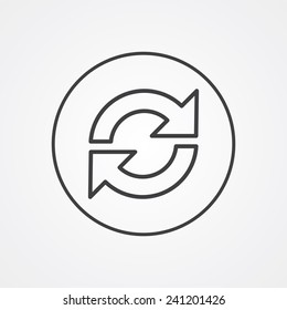 reload outline thin symbol, dark on white background, logo editable, creative template 