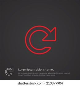 reload outline thin symbol, red on dark background, logo editable, creative template 