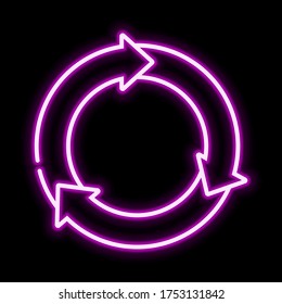 Reload pink glowing neon ui ux icon. Glowing sign logo vector
